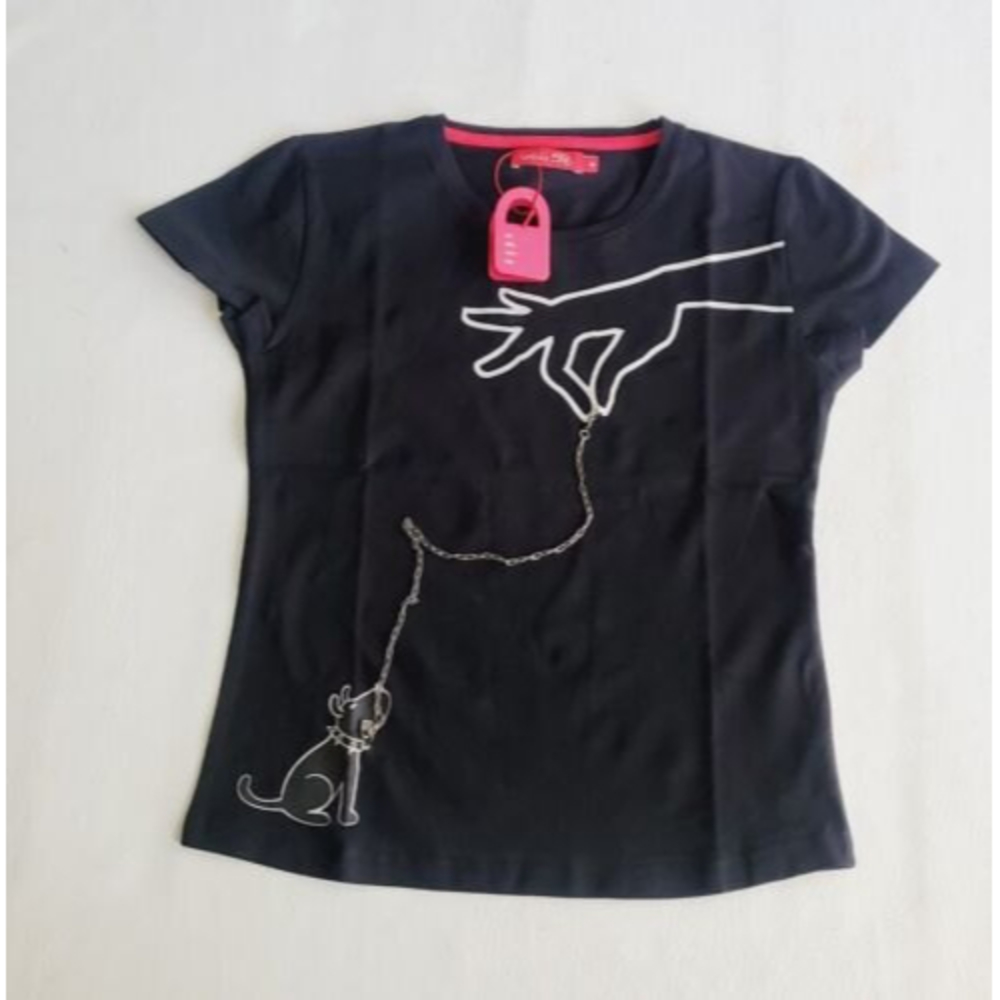 NWT UNO DE 50 CHAIN LOCK CHARM DOG HAND T-SHIRT RARE SIZE WOMEN'S M